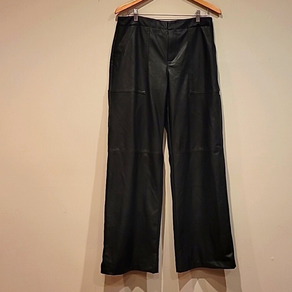 Zara Faux Leather wide leg pants
